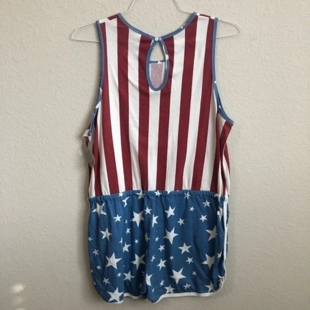 Junk Food Romper American Flag Print One Piece NWT